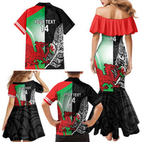 New Zealand and Wales Rugby Custom Family Matching Mermaid Dress and Hawaiian Shirt Aotearoa All Black Combine Welsh Dragon - Wonder Print Shop