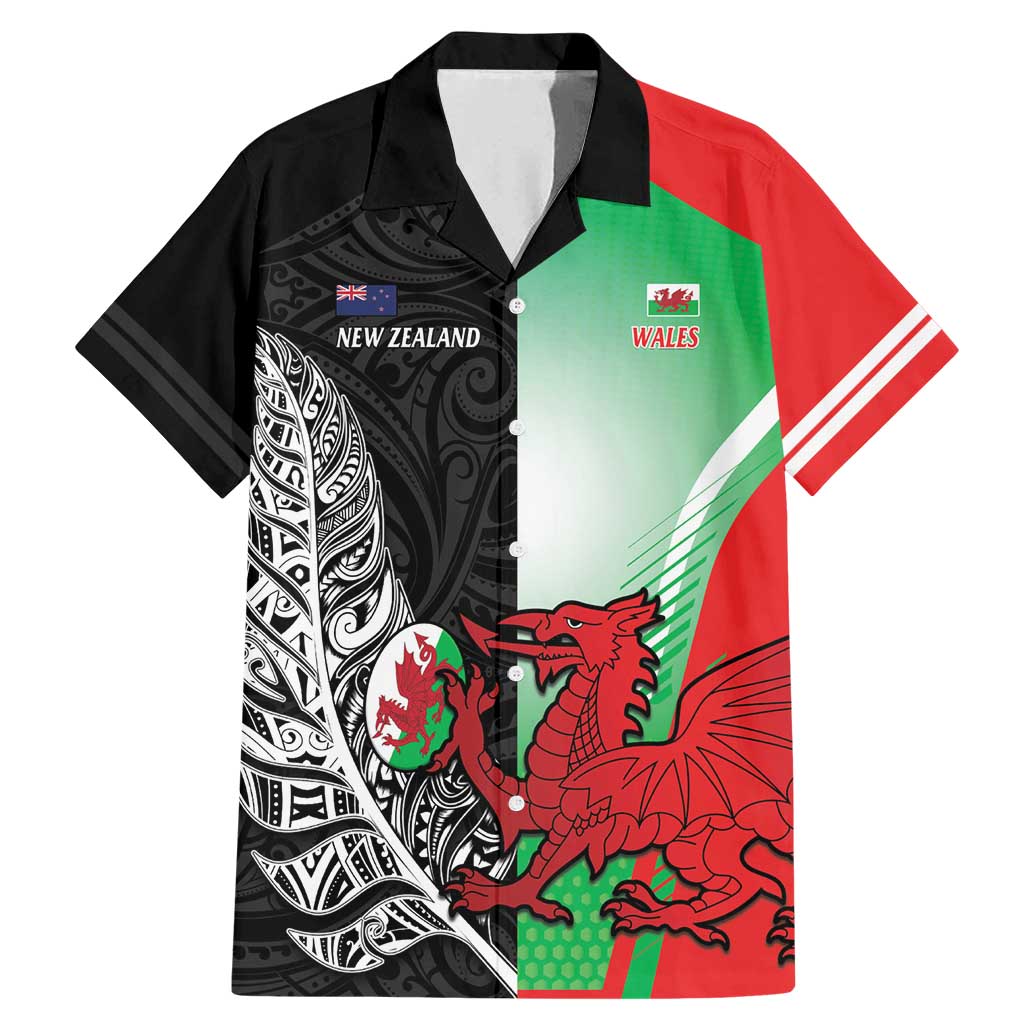 New Zealand and Wales Rugby Custom Family Matching Mermaid Dress and Hawaiian Shirt Aotearoa All Black Combine Welsh Dragon - Wonder Print Shop