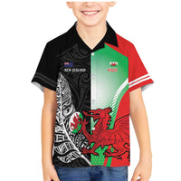 New Zealand and Wales Rugby Custom Family Matching Mermaid Dress and Hawaiian Shirt Aotearoa All Black Combine Welsh Dragon - Wonder Print Shop