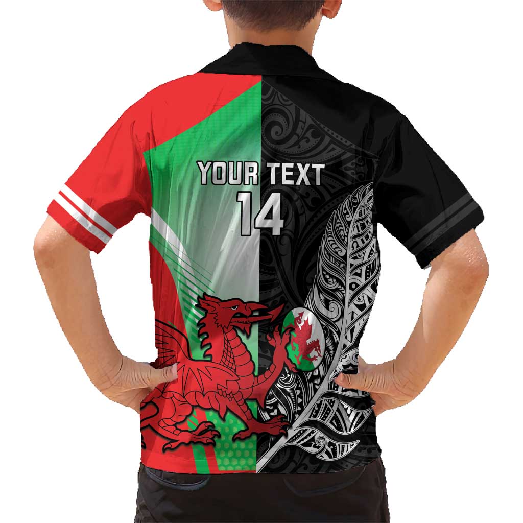 New Zealand and Wales Rugby Custom Family Matching Puletasi and Hawaiian Shirt Aotearoa All Black Combine Welsh Dragon - Wonder Print Shop