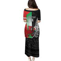 New Zealand and Wales Rugby Custom Family Matching Puletasi and Hawaiian Shirt Aotearoa All Black Combine Welsh Dragon - Wonder Print Shop