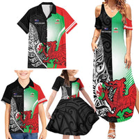 New Zealand and Wales Rugby Custom Family Matching Summer Maxi Dress and Hawaiian Shirt Aotearoa All Black Combine Welsh Dragon - Wonder Print Shop