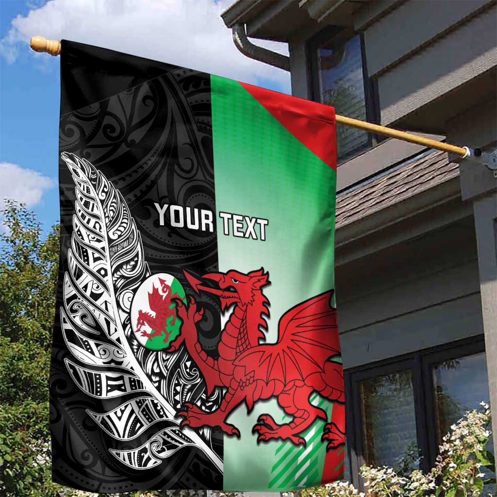 New Zealand and Wales Rugby Custom Garden Flag Aotearoa All Black Combine Welsh Dragon - Wonder Print Shop