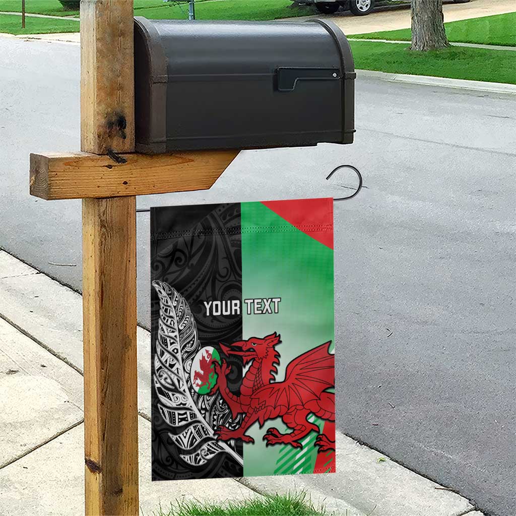 New Zealand and Wales Rugby Custom Garden Flag Aotearoa All Black Combine Welsh Dragon - Wonder Print Shop