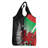 New Zealand and Wales Rugby Custom Grocery Bag Aotearoa All Black Combine Welsh Dragon - Wonder Print Shop