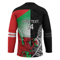 New Zealand and Wales Rugby Custom Hockey Jersey Aotearoa All Black Combine Welsh Dragon - Wonder Print Shop
