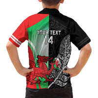 New Zealand and Wales Rugby Custom Kid Hawaiian Shirt Aotearoa All Black Combine Welsh Dragon - Wonder Print Shop