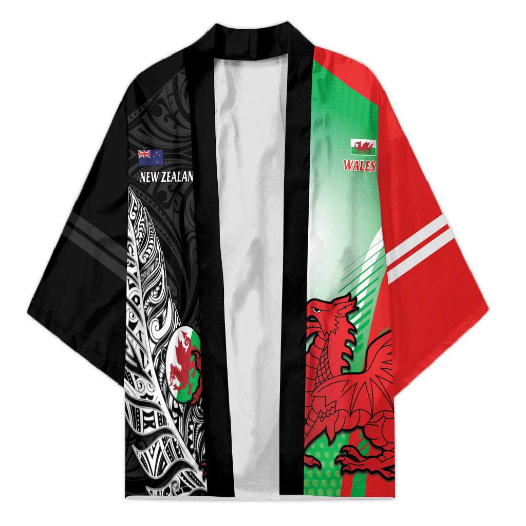 New Zealand and Wales Rugby Custom Kimono Aotearoa All Black Combine Welsh Dragon - Wonder Print Shop