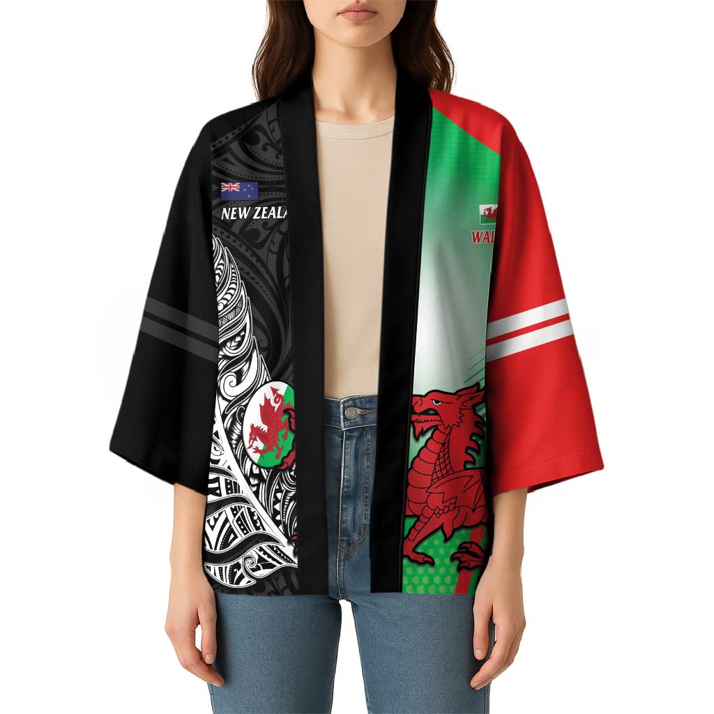 New Zealand and Wales Rugby Custom Kimono Aotearoa All Black Combine Welsh Dragon - Wonder Print Shop