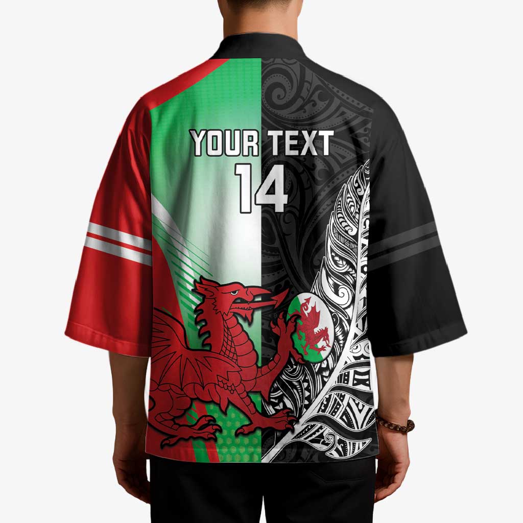 New Zealand and Wales Rugby Custom Kimono Aotearoa All Black Combine Welsh Dragon - Wonder Print Shop