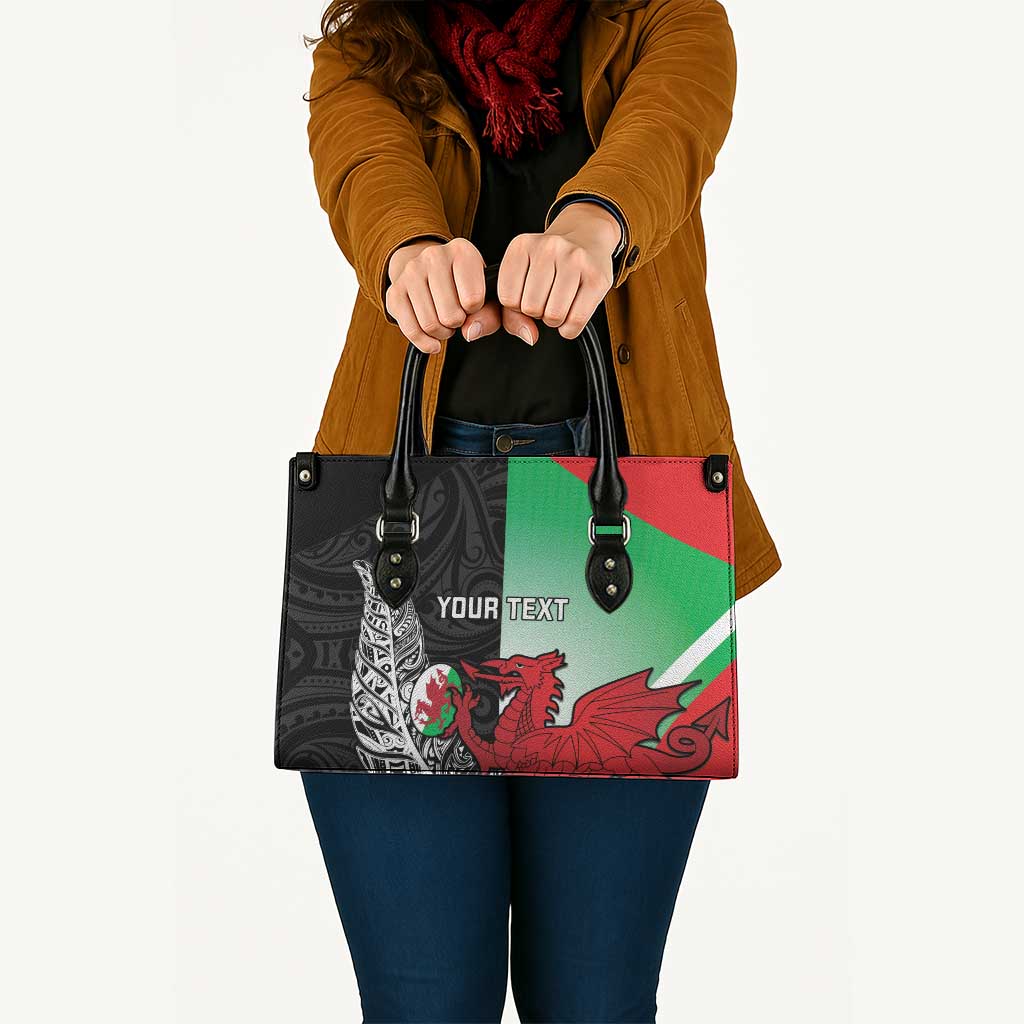 New Zealand and Wales Rugby Custom Leather Bag Aotearoa All Black Combine Welsh Dragon - Wonder Print Shop