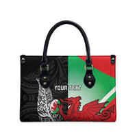 New Zealand and Wales Rugby Custom Leather Bag Aotearoa All Black Combine Welsh Dragon - Wonder Print Shop