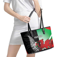 New Zealand and Wales Rugby Custom Leather Tote Bag Aotearoa All Black Combine Welsh Dragon - Wonder Print Shop