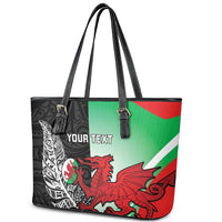 New Zealand and Wales Rugby Custom Leather Tote Bag Aotearoa All Black Combine Welsh Dragon - Wonder Print Shop