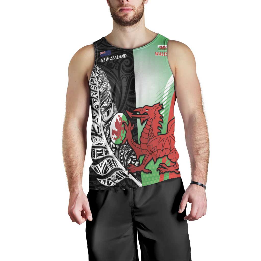 New Zealand and Wales Rugby Custom Men Tank Top Aotearoa All Black Combine Welsh Dragon - Wonder Print Shop