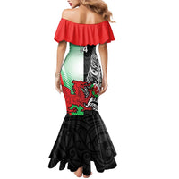New Zealand and Wales Rugby Custom Mermaid Dress Aotearoa All Black Combine Welsh Dragon - Wonder Print Shop
