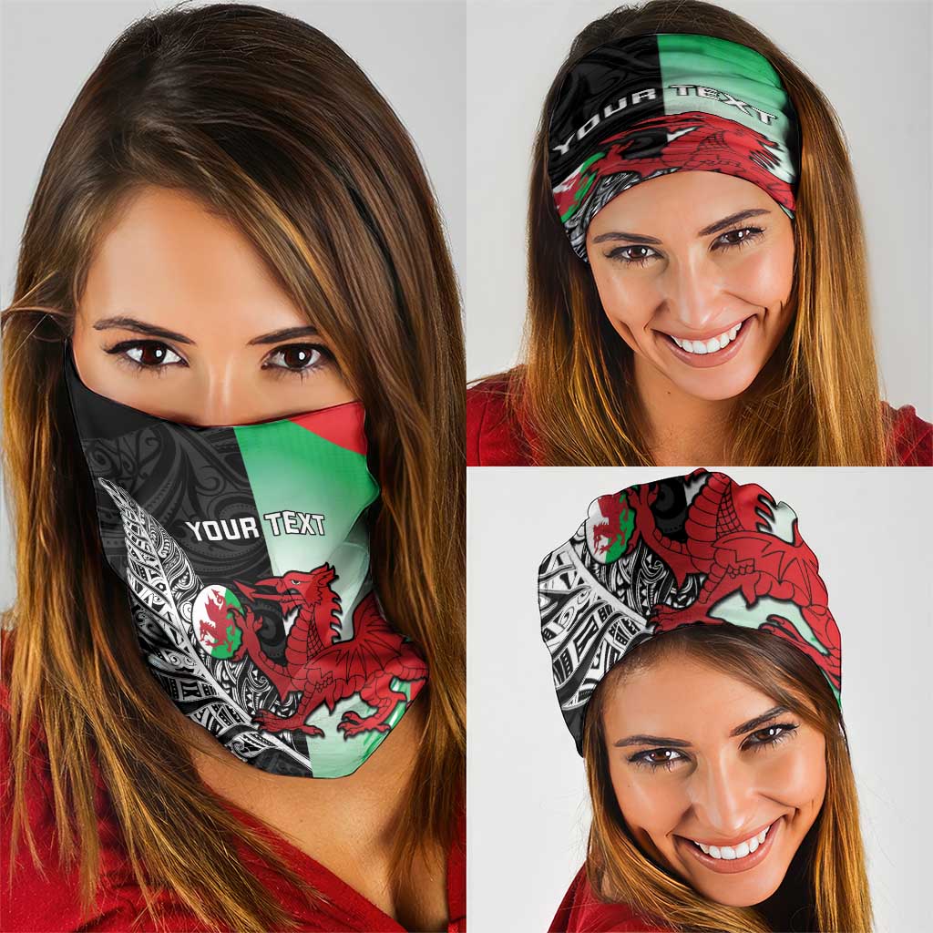 New Zealand and Wales Rugby Custom Neck Gaiter Aotearoa All Black Combine Welsh Dragon - Wonder Print Shop