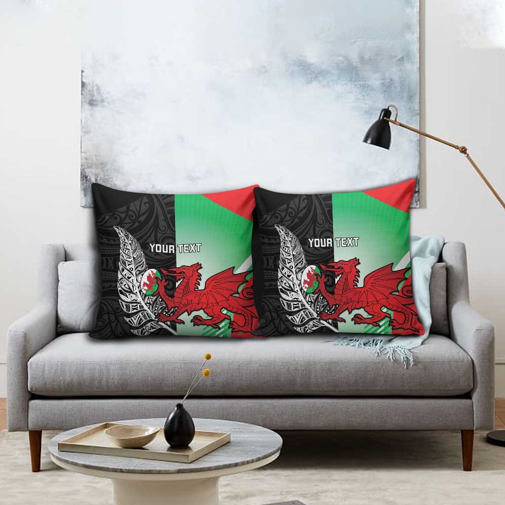 New Zealand and Wales Rugby Custom Pillow Cover Aotearoa All Black Combine Welsh Dragon - Wonder Print Shop