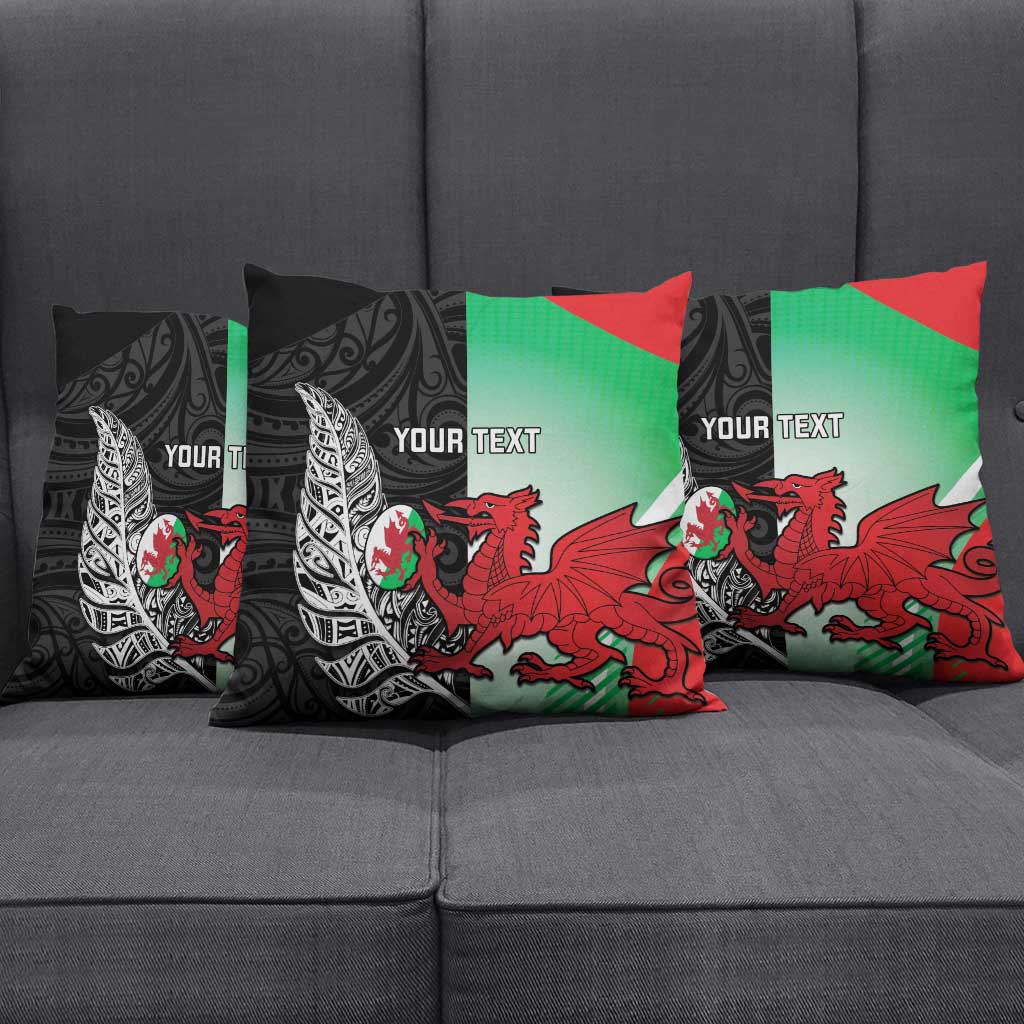 New Zealand and Wales Rugby Custom Pillow Cover Aotearoa All Black Combine Welsh Dragon - Wonder Print Shop