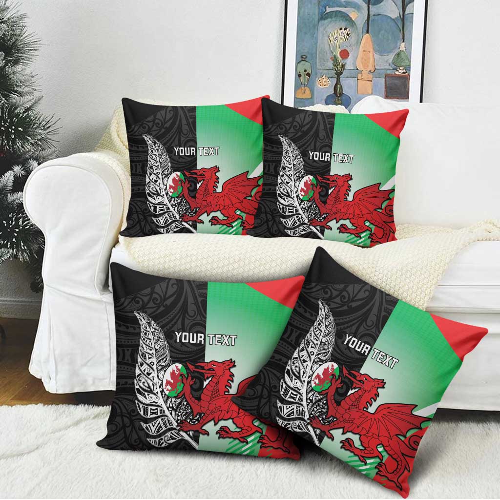 New Zealand and Wales Rugby Custom Pillow Cover Aotearoa All Black Combine Welsh Dragon - Wonder Print Shop