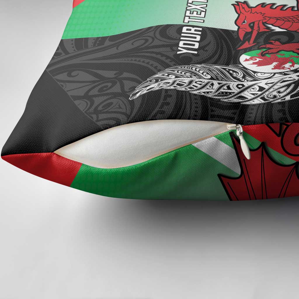 New Zealand and Wales Rugby Custom Pillow Cover Aotearoa All Black Combine Welsh Dragon - Wonder Print Shop