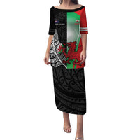 New Zealand and Wales Rugby Custom Puletasi Aotearoa All Black Combine Welsh Dragon - Wonder Print Shop