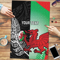 New Zealand and Wales Rugby Custom Puzzle Aotearoa All Black Combine Welsh Dragon - Wonder Print Shop