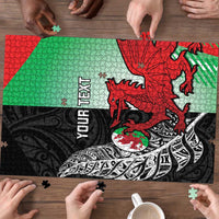 New Zealand and Wales Rugby Custom Puzzle Aotearoa All Black Combine Welsh Dragon - Wonder Print Shop