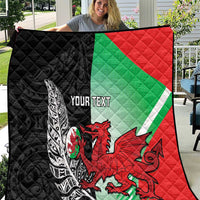 New Zealand and Wales Rugby Custom Quilt Aotearoa All Black Combine Welsh Dragon - Wonder Print Shop