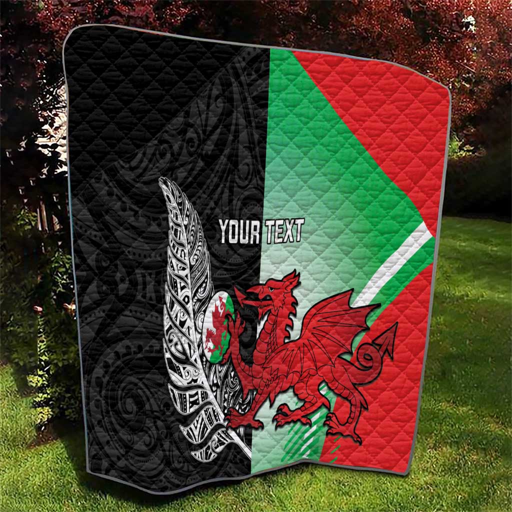 New Zealand and Wales Rugby Custom Quilt Aotearoa All Black Combine Welsh Dragon - Wonder Print Shop
