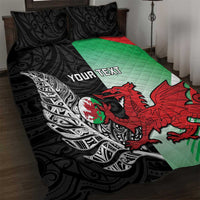 New Zealand and Wales Rugby Custom Quilt Bed Set Aotearoa All Black Combine Welsh Dragon - Wonder Print Shop