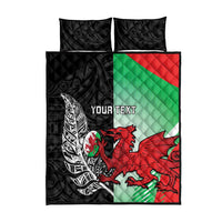 New Zealand and Wales Rugby Custom Quilt Bed Set Aotearoa All Black Combine Welsh Dragon - Wonder Print Shop