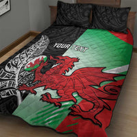 New Zealand and Wales Rugby Custom Quilt Bed Set Aotearoa All Black Combine Welsh Dragon - Wonder Print Shop