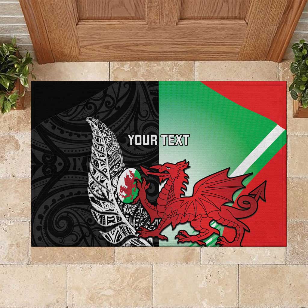New Zealand and Wales Rugby Custom Rubber Doormat Aotearoa All Black Combine Welsh Dragon - Wonder Print Shop