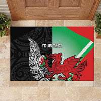New Zealand and Wales Rugby Custom Rubber Doormat Aotearoa All Black Combine Welsh Dragon - Wonder Print Shop