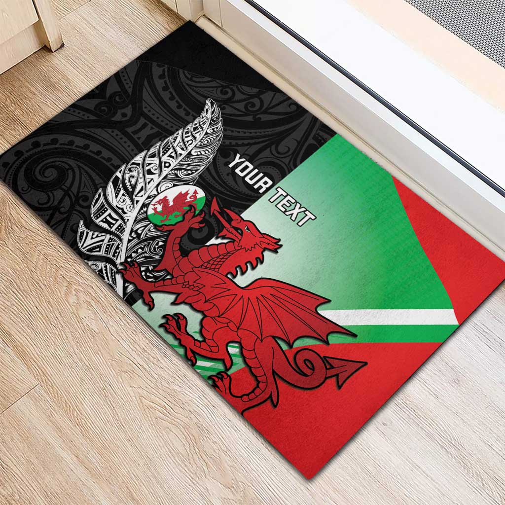 New Zealand and Wales Rugby Custom Rubber Doormat Aotearoa All Black Combine Welsh Dragon - Wonder Print Shop