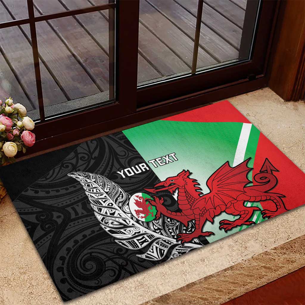 New Zealand and Wales Rugby Custom Rubber Doormat Aotearoa All Black Combine Welsh Dragon - Wonder Print Shop