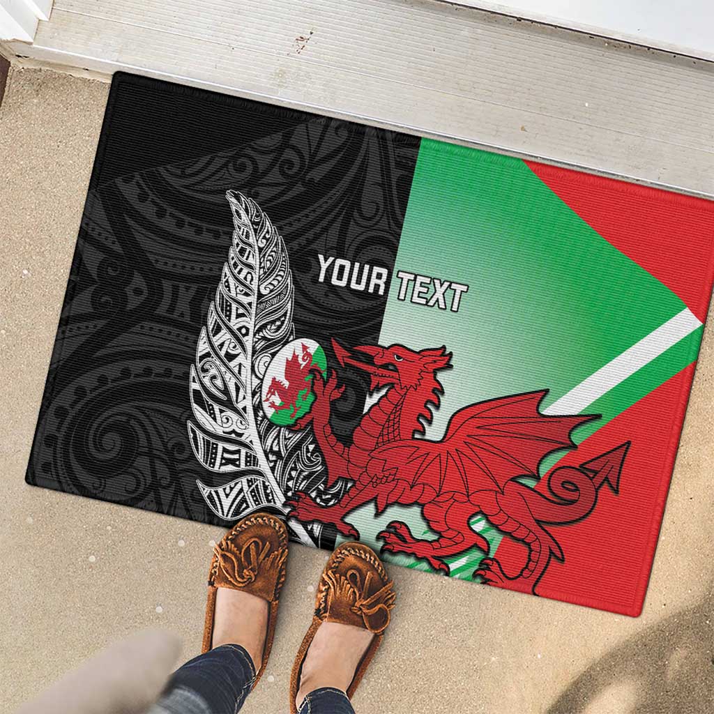 New Zealand and Wales Rugby Custom Rubber Doormat Aotearoa All Black Combine Welsh Dragon - Wonder Print Shop