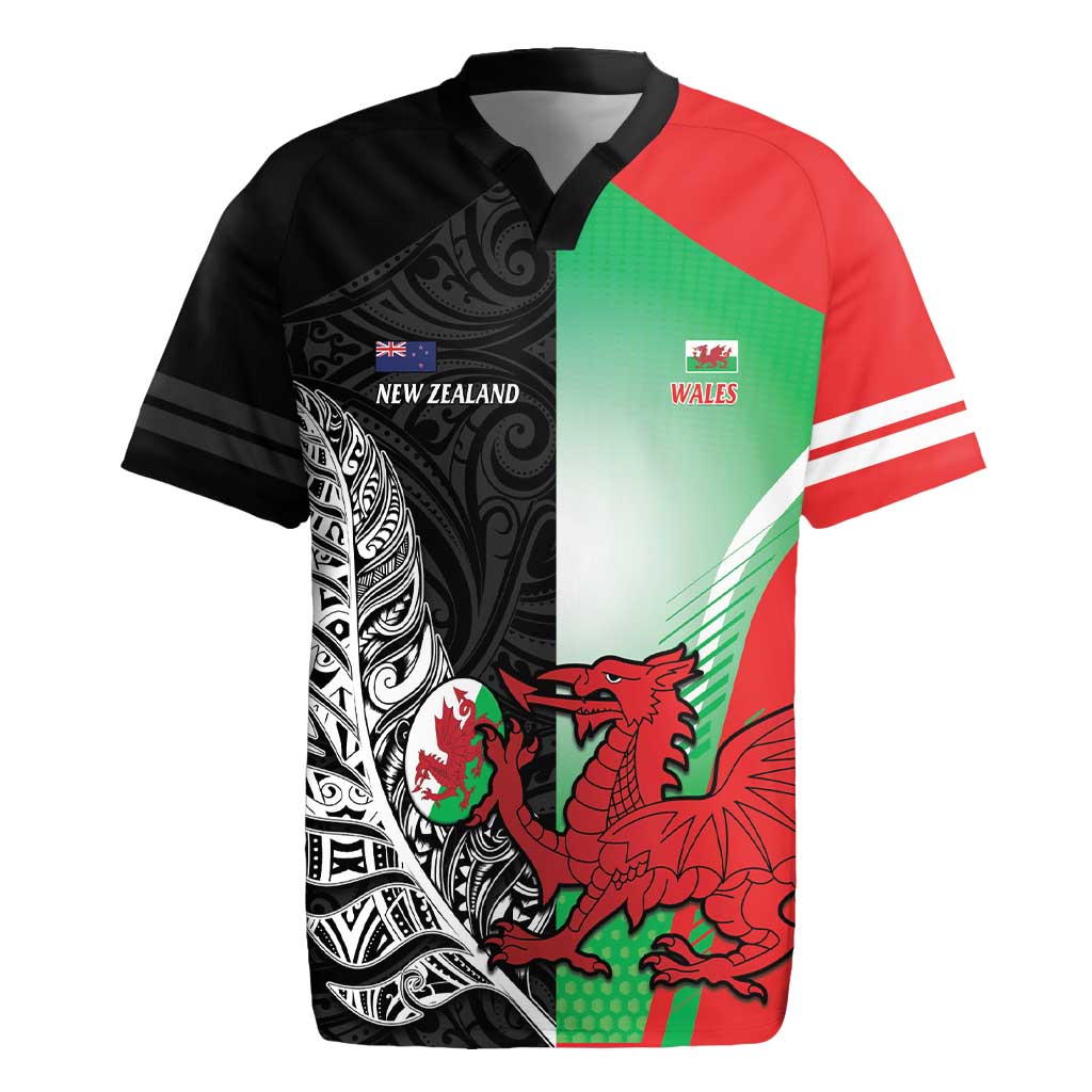 New Zealand and Wales Rugby Custom Rugby Jersey Aotearoa All Black Combine Welsh Dragon - Wonder Print Shop