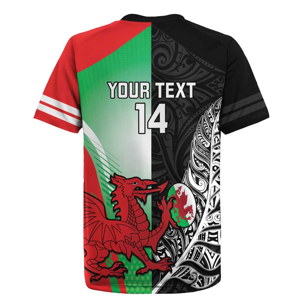New Zealand and Wales Rugby Custom Rugby Jersey Aotearoa All Black Combine Welsh Dragon - Wonder Print Shop