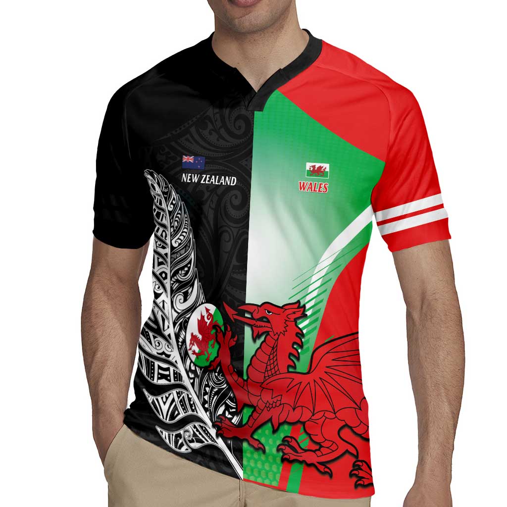 New Zealand and Wales Rugby Custom Rugby Jersey Aotearoa All Black Combine Welsh Dragon - Wonder Print Shop