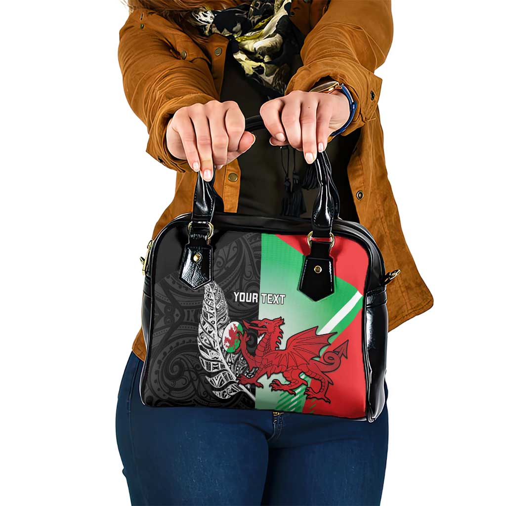 New Zealand and Wales Rugby Custom Shoulder Handbag Aotearoa All Black Combine Welsh Dragon - Wonder Print Shop