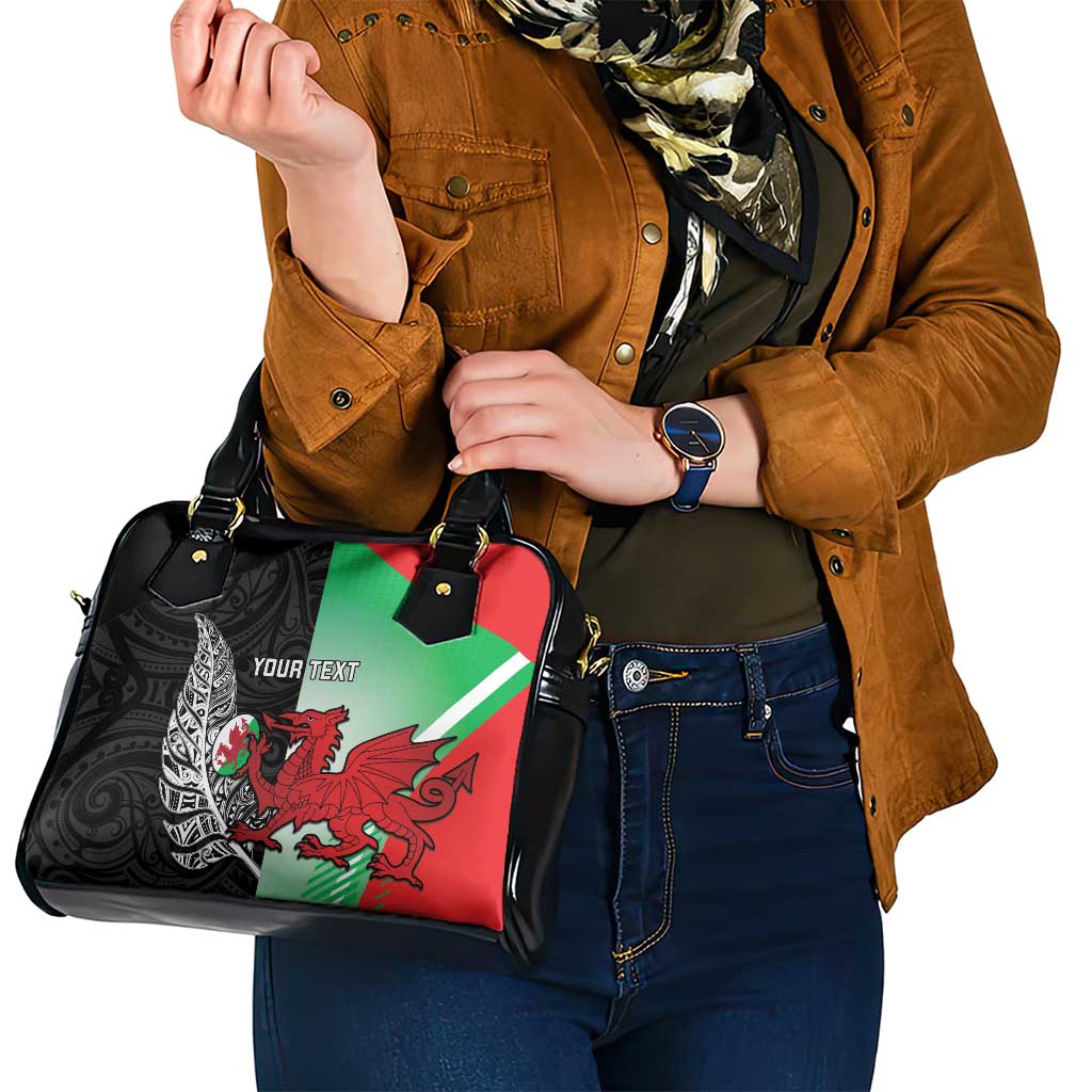 New Zealand and Wales Rugby Custom Shoulder Handbag Aotearoa All Black Combine Welsh Dragon - Wonder Print Shop