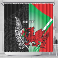 New Zealand and Wales Rugby Custom Shower Curtain Aotearoa All Black Combine Welsh Dragon - Wonder Print Shop