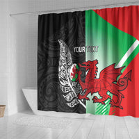 New Zealand and Wales Rugby Custom Shower Curtain Aotearoa All Black Combine Welsh Dragon - Wonder Print Shop
