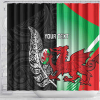 New Zealand and Wales Rugby Custom Shower Curtain Aotearoa All Black Combine Welsh Dragon - Wonder Print Shop