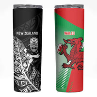 New Zealand and Wales Rugby Custom Skinny Tumbler Aotearoa All Black Combine Welsh Dragon - Wonder Print Shop