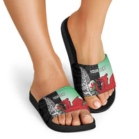 New Zealand and Wales Rugby Custom Slide Sandals Aotearoa All Black Combine Welsh Dragon - Wonder Print Shop