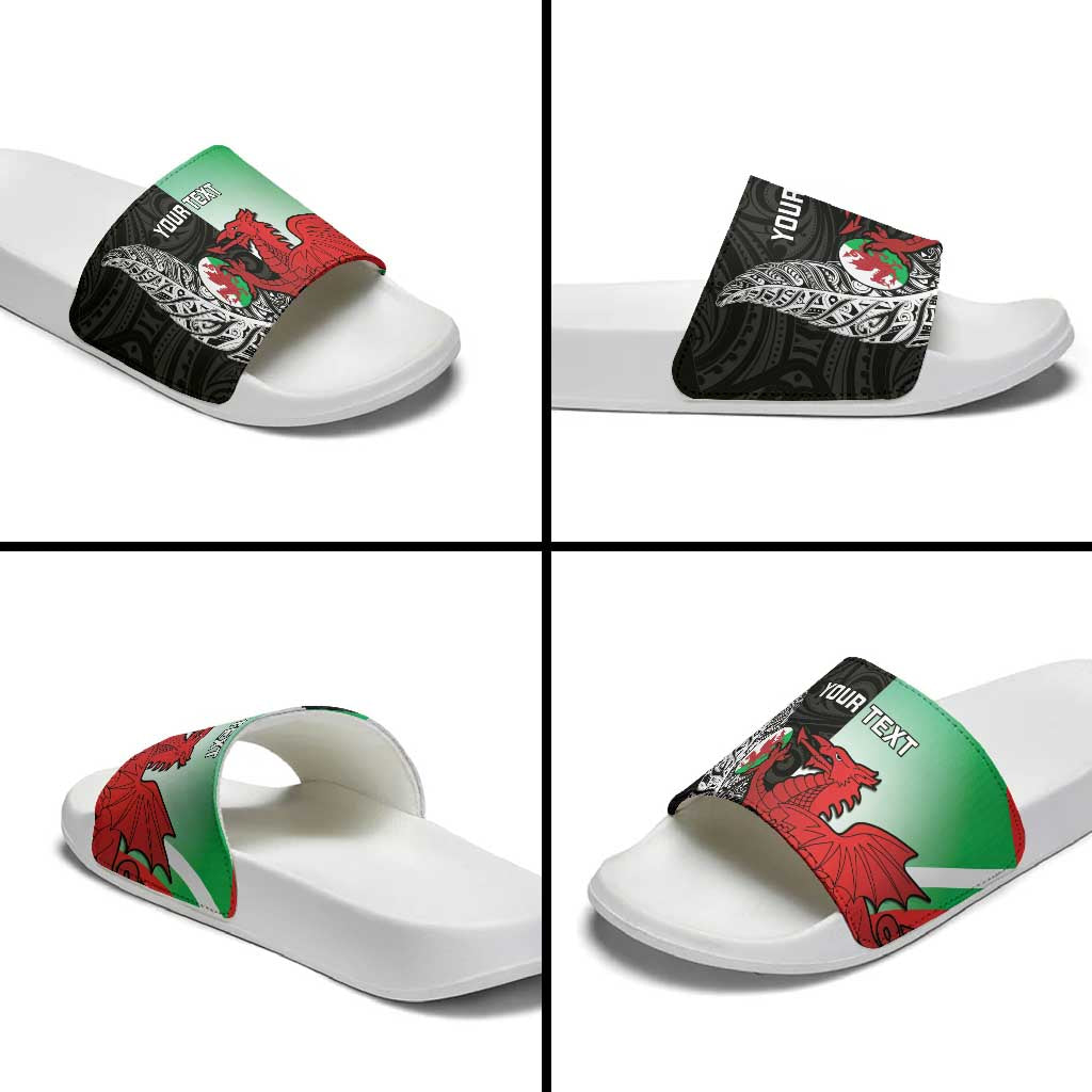New Zealand and Wales Rugby Custom Slide Sandals Aotearoa All Black Combine Welsh Dragon - Wonder Print Shop