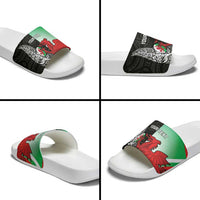 New Zealand and Wales Rugby Custom Slide Sandals Aotearoa All Black Combine Welsh Dragon - Wonder Print Shop